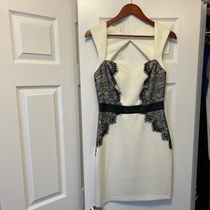 GUESS white and black lace dress